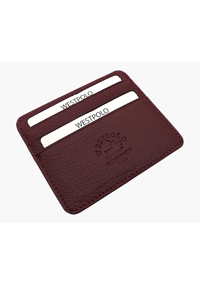 Westpolo Unisex Süper Slim Para Bölmeli Hakiki Deri İnce Kartlık Cüzdan 6 Bölmeli - Mat Mor Mat Mor