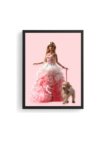 Doğal Ahşap Çerçeveli Retro Tablo - Pembe Vintage Stil Huhu2649