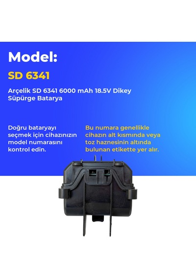 Arçelik Sd 6341 6000 Mah 18.5v Dikey Süpürge Batarya