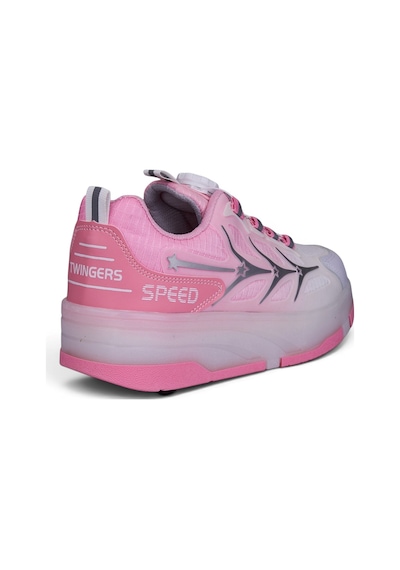 Nstil Unisex Yetişkin Çocuk Spor Ayakkabı Akıllı Bağcıklı Çıkarılabilen Patenli Işıklı Sneaker 003 Pembe