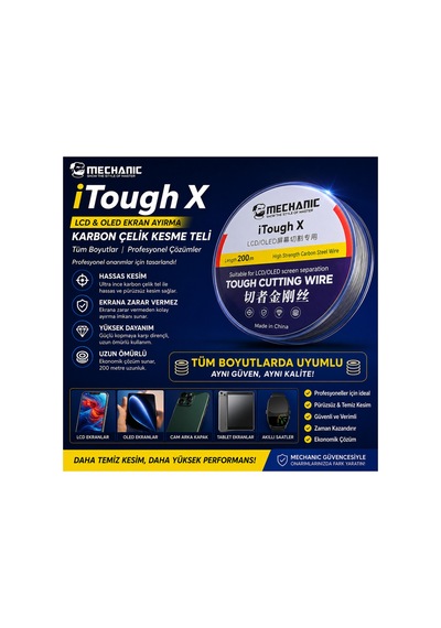 Lcd-ekran Ayırma Teli - 0.035mm 200 Metre - Karbon Steel Çelik Kesme Teli