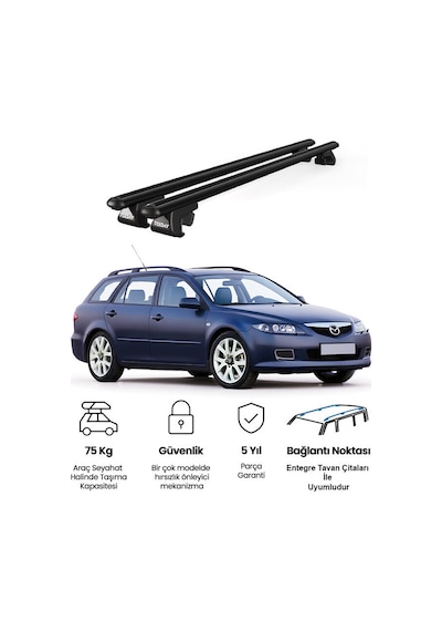 Venüs Mazda Atenza Station Wagon 2002-2008 Uyumlu Siyah Ara Atkı Port Bagaj Tavan Barı