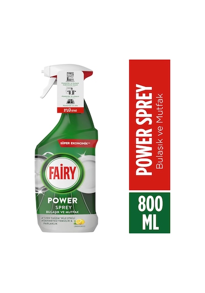 Fairy Power Sprey, 3'ü 1 Arada, Bulaşıklarınız Ve Mutfağınız Için Zahmetsiz Temizlik Ve Parlaklık, Limon Kokul