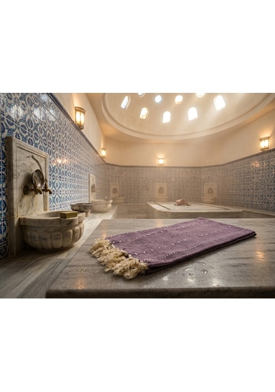 Ludıa %100 Pamuklu Çizgili Peştemal Havlu Banyo Ve Plaj Havlusu 90x185 Cm Mor