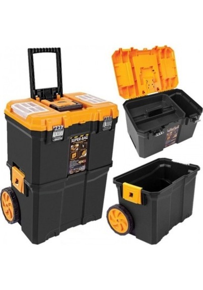Super Bag Asr 5039 Mobil Çift Katlı Takım Çantası Tekerlekli Mavi