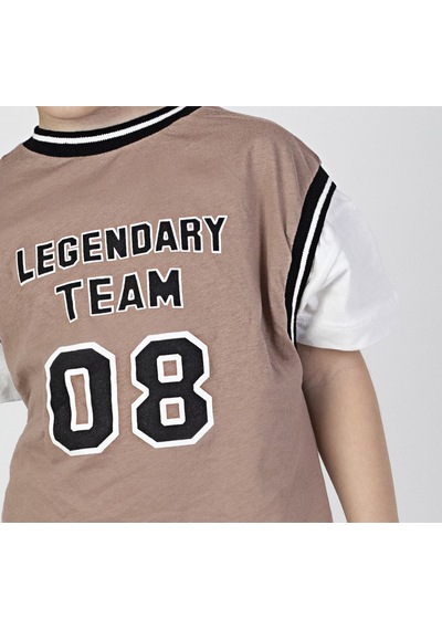 Erkek Çocuk Legendary Baskılı Kısa Kollu Diz Altı Basketball Şortlu Basic Takım 2-5 Yaş 001