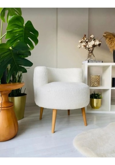 Tekli Puf ,makyaj Önü Pufu,çay Seti Tekli Koltuk, Sıtlı Berjer Salon, Balkon, Ofis ,sıtlı Puf, Beyaz,