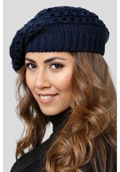 Tezzgelsin Kadın Tek Kat Örgü Ressam Bere Lacivert