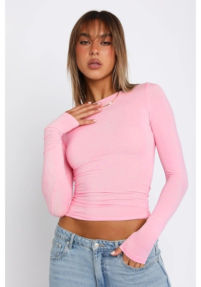 Seeh Pudra/gri Bisiklet Yaka Basic Uzun Kollu Body Sh142
