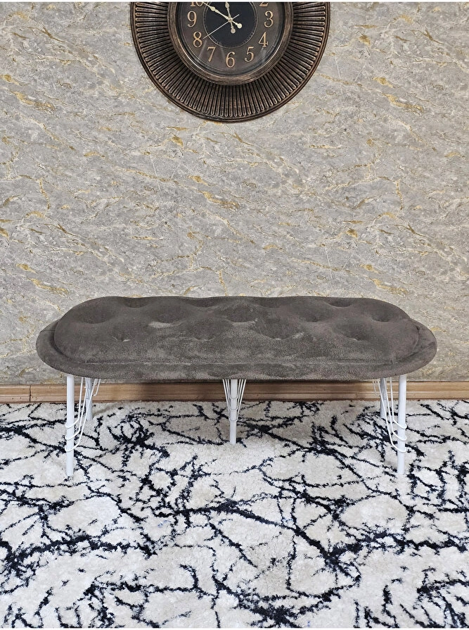 Ufo Oturak Bench - Beyaz Boyalı Telli Ayak - Oturak - Bench - Puf Çok Renkli