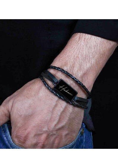Bk Gift Kişiye Özel İsimli Deri Örme Metal Tasarım Erkek Bileklik, Arkadaşa Hediye, Sevgiliye Hediye, Erkek Aksesuar Hediyeleri Sarı