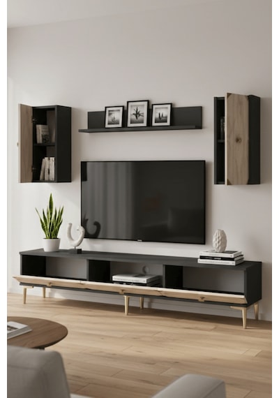 Tvr1897atg - Alfa Tvr180 Tv Ünitesi Takım , Tv Sehpası Antrasit - Traverten - Gold 180cm Tvr1897atg - Alfa Tvr180 Tv Ünitesi Takım , Tv Sehpası Antrasit - Traverten - Gold 180cm