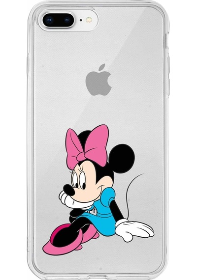 Apple Uyumlu iPhone 7 Plus Kapak Minnie Mouse Tasarımlı Şeffaf Silikon Kılıf Şeffaf