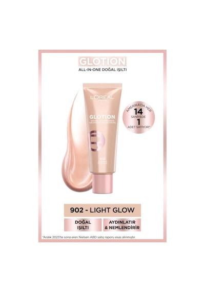 L'Oréal Paris Glotion Highlighter Likit Aydınlatıcı 902 Light Glow + Lumi Blush Likit Allık Glowy Worth It Medium