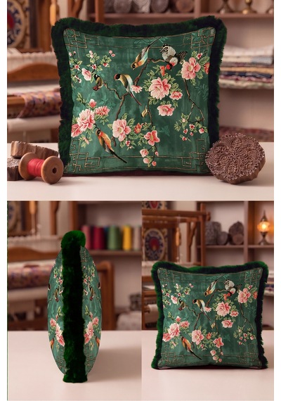 Egzotik Kuşlu Çiçekli Vintage Tasarımlı Saçaklı Yastık Kılıfı - Pembe Gri Püsküllü Kırlent Kılıfı Puslu Sahil Nektar Egzotik Kuşlu Çiçekli Vintage Tasarımlı Saçaklı Yastık Kılıfı - Pembe Gri Püsküllü Kırlent Kılıfı Puslu Sahil Nektar