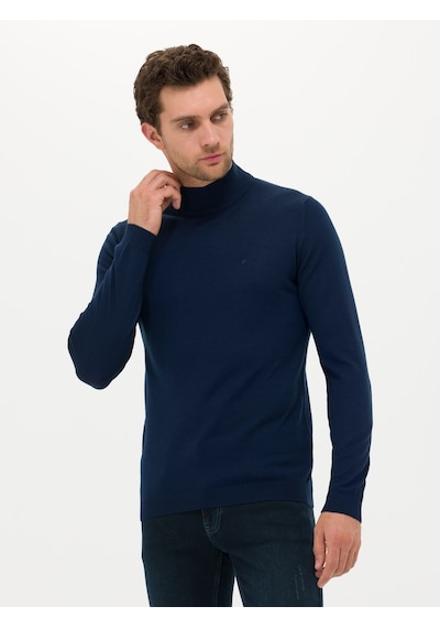 Cacharel Lacivert Slim Fit Yarım Balıkçı Basic Triko Kazak