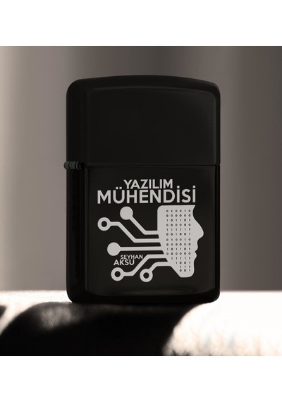 Bk Gift Kişiye Özel Mesleki Yazılım Mühendisi Benzinli Siyah Metal Çakmak - 1