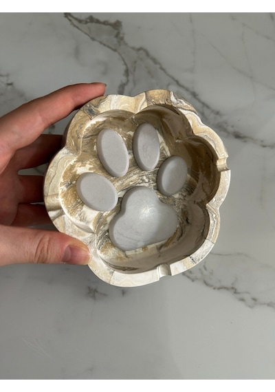 Beton Patili Küllük El Yapımı Kedi Köpek Tasarımlı Dekoratif Yıkanabilir Kül Tablası
