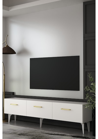 180dhdts2ba Eros Tv Sehpası,ünitesi Beyaz-altın