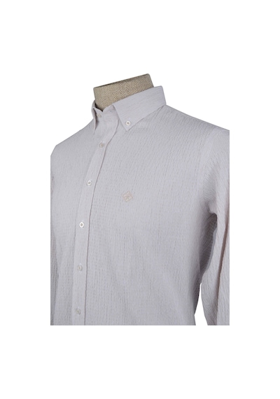 Cengiz İnler Çizgili Gofre Slim Fit Erkek Gömlek 001