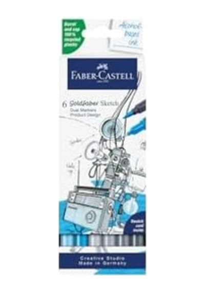 Gofa Sketch Ürün Tasarım Markör Seti, 6 Lı, Çift Uçlu, 0.6 Mm Fineliner Uç, Kalıcı Mürekkep, Alkol Bazlı, Geri Dönüşümlü Gövde