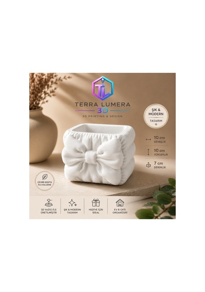Bow Beauty Organizer Fırçalık, Rujluk Ve Kalemlik Beyaz