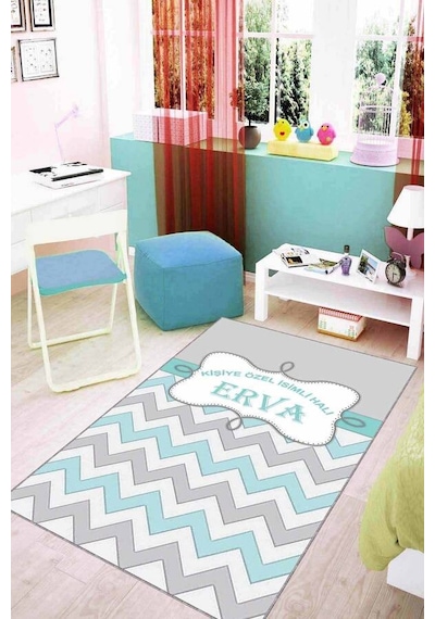 Mavi Yıkanabilir Kaymaz Taban Bebek Halısı İsimli Halı Kd12n11