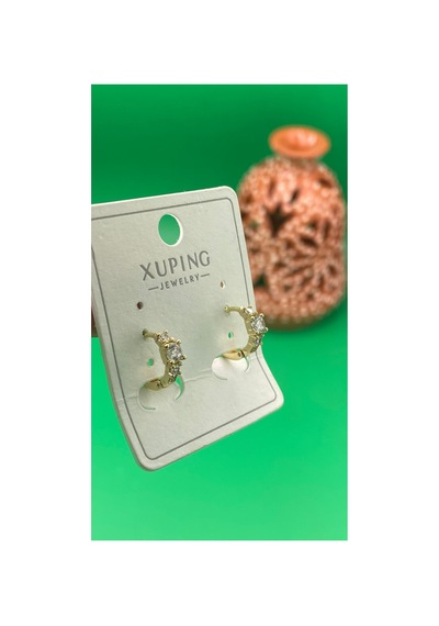 Xuping 14 Ayar Renginde Zirkon Taşlı Minimal Halka Küpe Altın