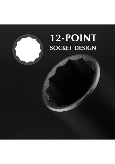 4 Adet 1/2 Tahrik Derin Darbeli Soket Seti, Cr-mo, 12 Nokta, Metrik, Derin Mil Aks Somunu Darbe Soket Seti-30 Mm, 32 Mm,