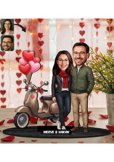 Bk Gift Kişiye Özel Sevgili Karikatürlü Ahşap Biblo -25, Fotoğraftan Karikatür, Sevgililer Günü Hediyesi, Ev Hediyesi Kobitmeyencom36352 Bk Gift