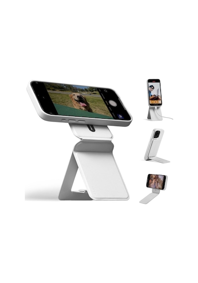 Taşınabilir Mini Telefon Standı Gri Renk Katlanabilir Kartlık Manyetik Özellikli Çok Amaçlı Stand