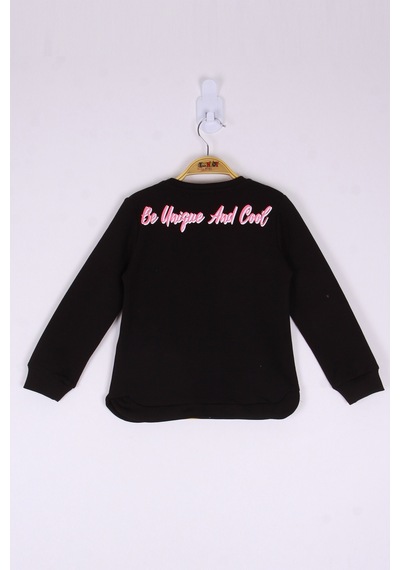 Toontoy Kız Çocuk Be Baskılı Sweatshirt Antrasit Melanj