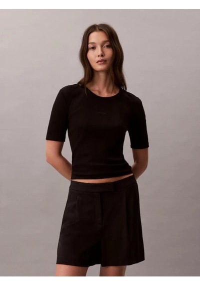 Calvin Klein Hs Varıgated Rıb Nan, Ub1 Siyah Kadın T-shirt