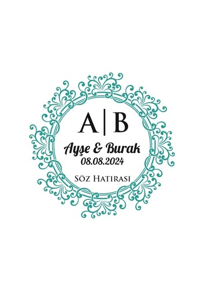 Kalın Noktalı Kare Mühür Kına Nişan Düğün 3x3 Cm Özel Etiket / 50 Adet Sticker Beyaz
