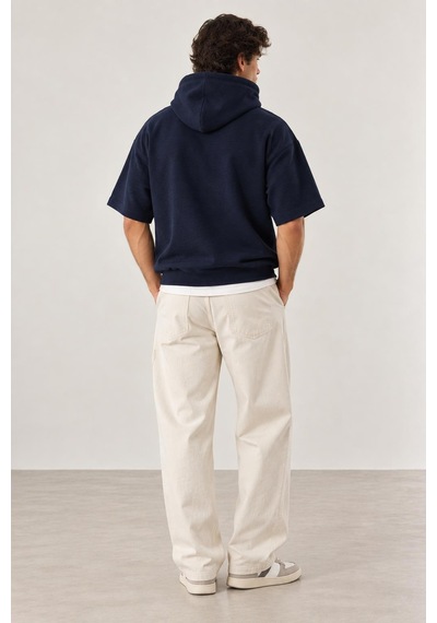 Alexandergardi Cropped Kapüşonlu Kısa Kollu Sweatshirt Lacivert