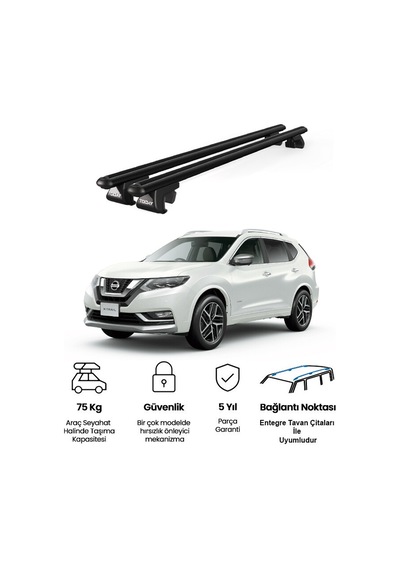Venüs Nissan X-trail 2014-2022 Uyumlu Siyah Ara Atkı Port Bagaj Tavan Barı