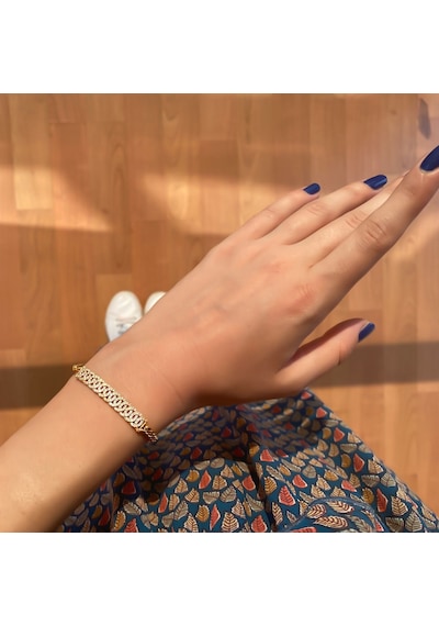 FerizZ Altın Kaplama Zirkon Taşlı Bileklik BLK-732 Sarı