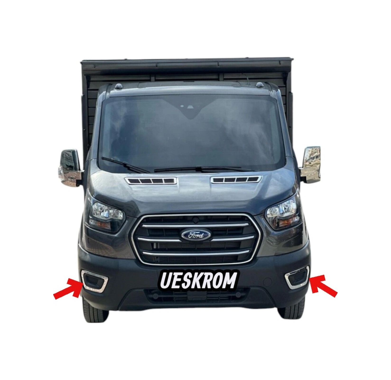 Ueskrom Ford Transit 2019 Üzeri Krom Sis Çerçeve 2prç P.çelik