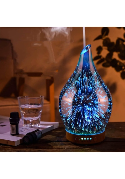 7 Renk Led Işıklı Aromaterapi Difüzörü Otomatik Kapanmalı Zaman Ayarlı Koku Verici Gece Lambası Pembe