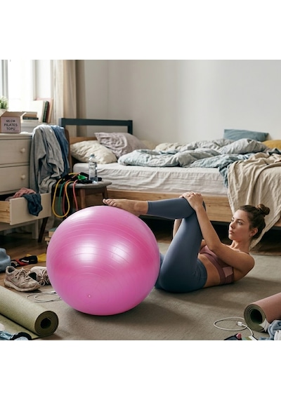 65 Cm Pembe Pilates Topu Şişirme Tüplü