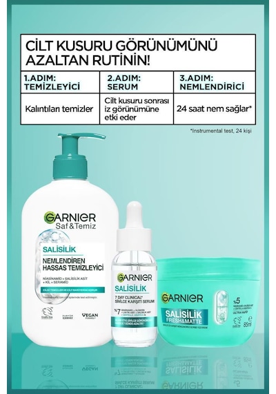 7 Day Clinical Salisilik Sivilce Karşıtı Serum 30ml 7% Niasinamid, Gliserin, Laktik Asit , Vegan 3600542658195-11169