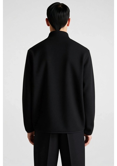 Benerly Erkek Dik Yaka Fermuarlı Standart Kol Polar Sweatshirt Fonksiyone siyah