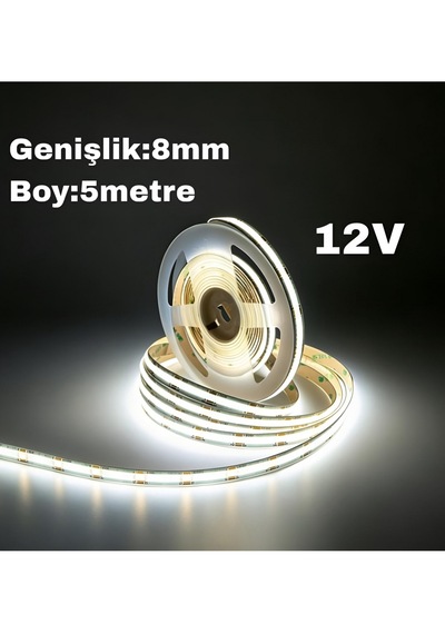 Cob Led Şerit Beyaz 8mm/12v 5m Voltaj: 12v