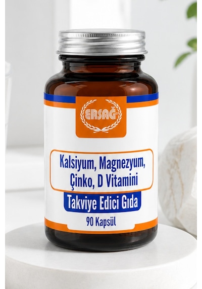 Ersağ Kalsiyum Magnezyum Çinko D Vitamini Takviye Edici Gıda 90 Kapsül