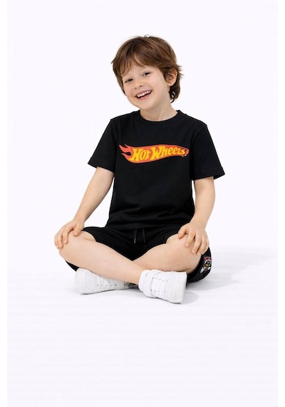 Miniko Kids Erkek Çocuk Hot Wheels Modelli Pamuk Şortlu Takım Siyah