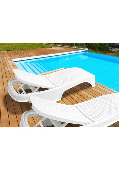 Omnipazar Sy-2536 Beyaz Brezza Royal Rattan Lüks Şezlong 2'li Set Beyaz