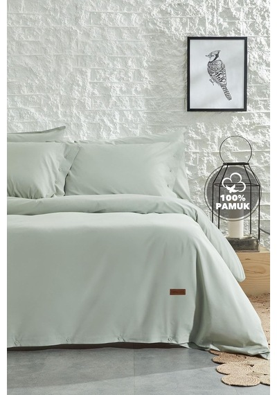 Tr Yataş Plain Battal Boy Ranforce Yıkamalı Nevresim Takımı - Adaçayı, 240 X 220 Genel