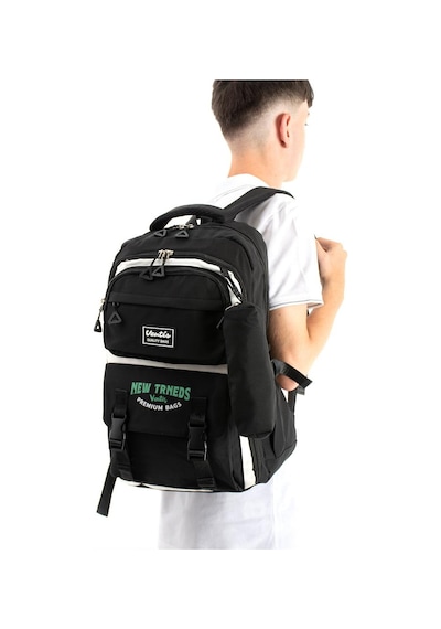 Ventis Unisex Kalemlikli Okul Çantası Lise Ortaokul 2'li Set Sırt Çantası 43 30 Cm Çok Cepli Vnt7-a Siyah