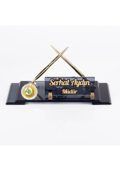 Kristal Kurumlara Özel Logo Baskılı Masaüstü İsimliği