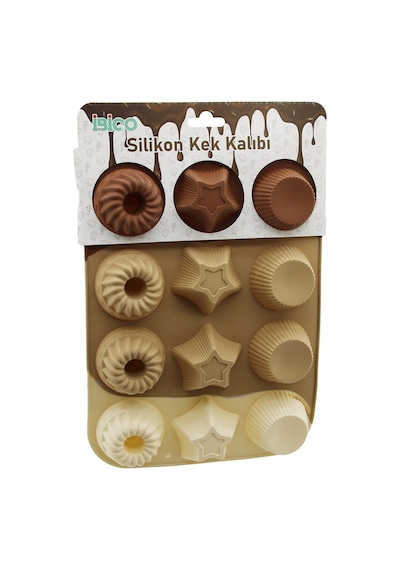 İbico İ22-040 Rüzgar Gülü, Yıldız Ve Klasik Çizgili Silikon Mini Muffin Kek Kalıbı- 6'li Paket Diğer